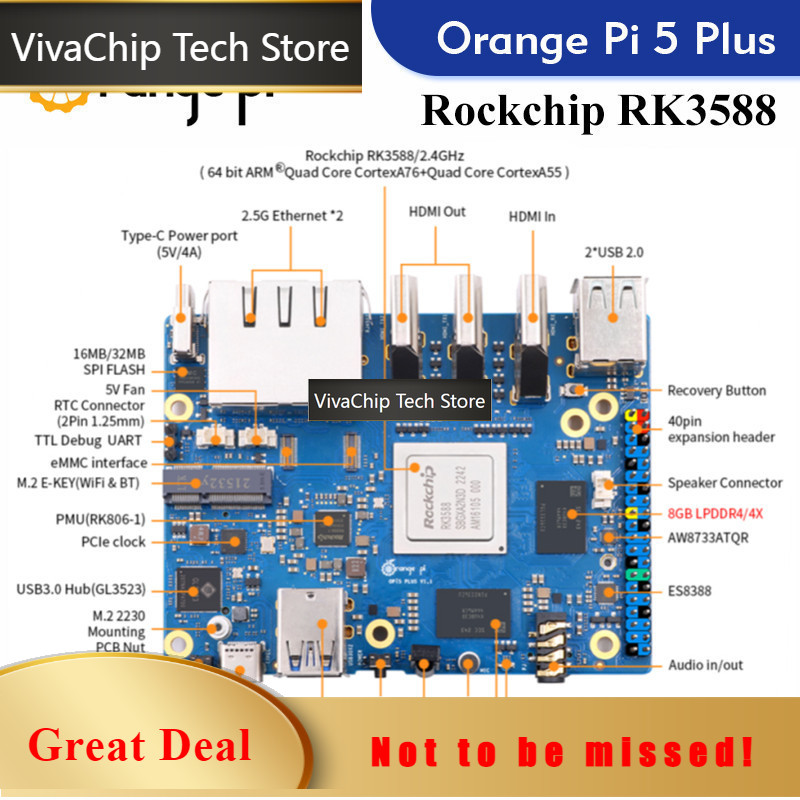 Orange Pi 5 Plus 16Gb - VivaChip TechOrange Pi 5 Plus, Computadora