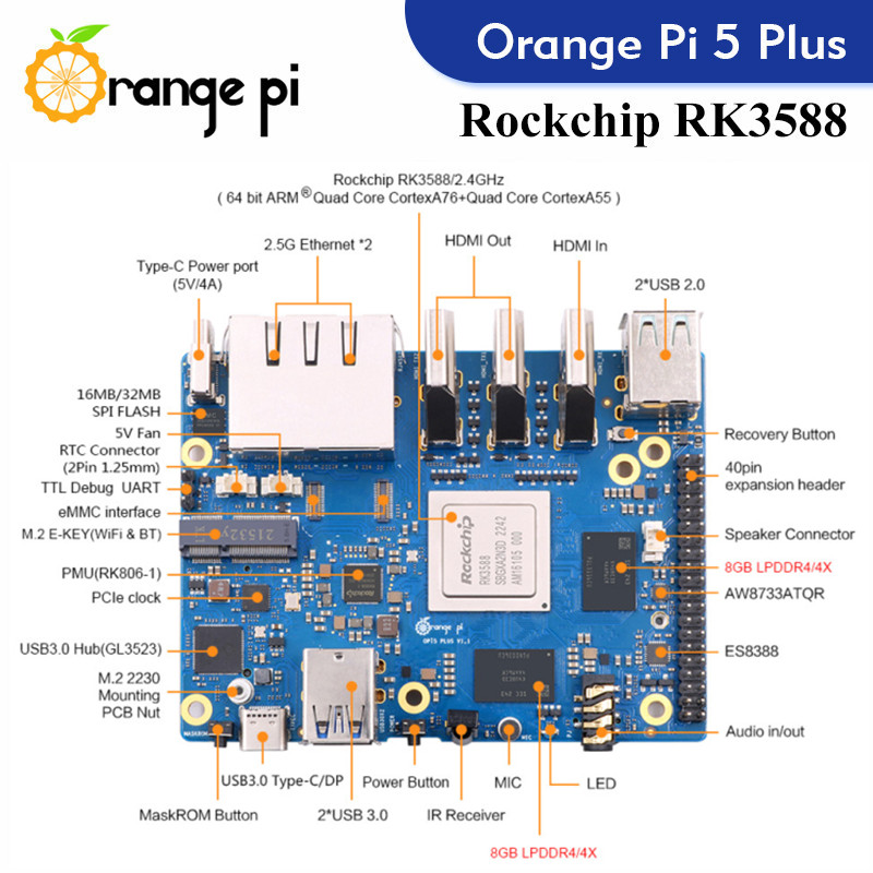 Ordenador de placa única Orang - Orange Pi 5 Plus 16Gb reseña y precio